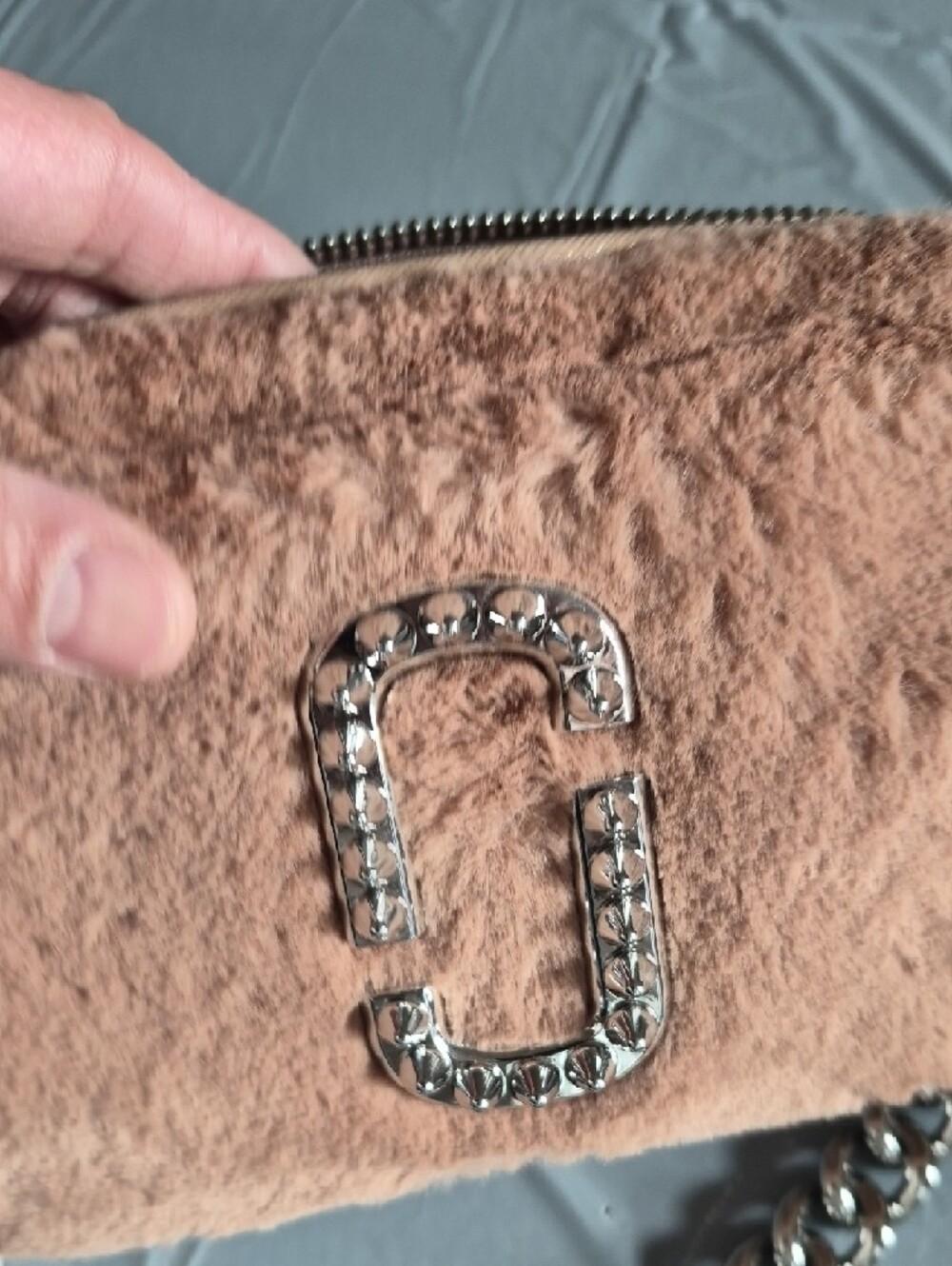 Marc Jacobs Blush Pink Faux-Fur Mini Crossbody with Silver Chain - Picture 7 of 14